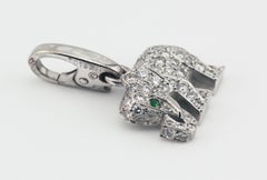 Cartier Diamond Emerald 18k White Gold Elephant Charm Pendant