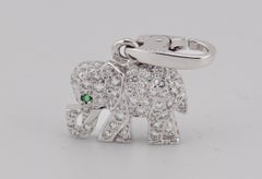 Cartier Diamond Emerald 18k White Gold Elephant Charm Pendant