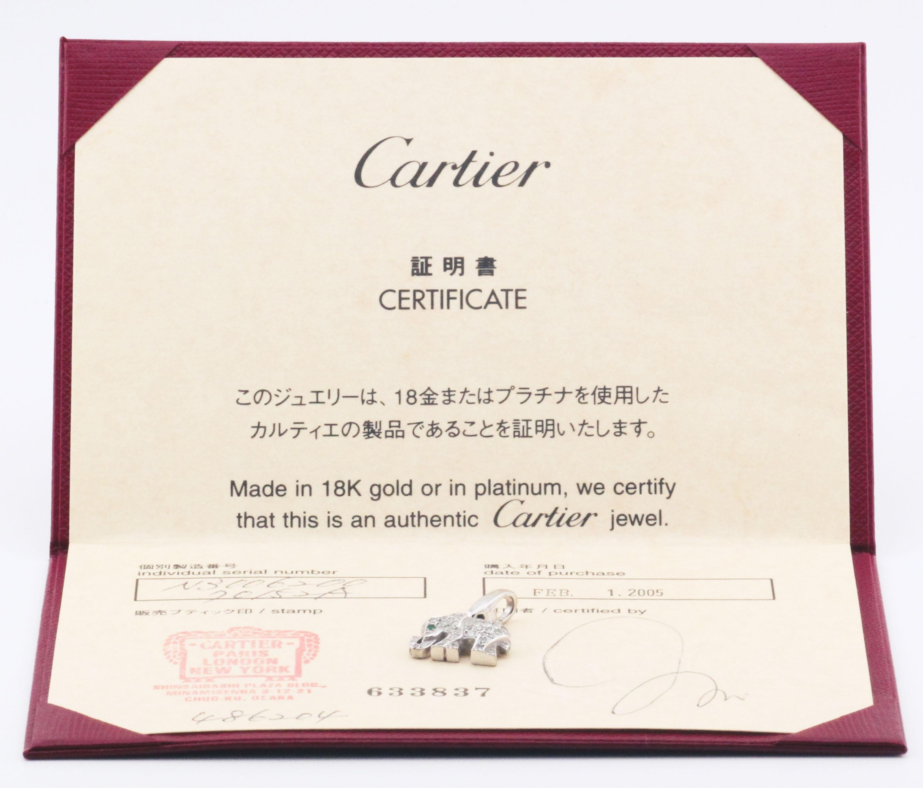 Cartier Diamond Emerald 18k White Gold Elephant Charm Pendant 1