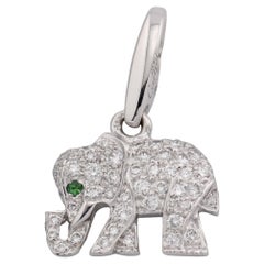 Cartier Diamante Smeraldo Oro Bianco 18 carati Ciondolo Elefante