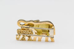Cartier Diamond Emerald and 18 Karat Yellow Gold Elephant Mother Brooch