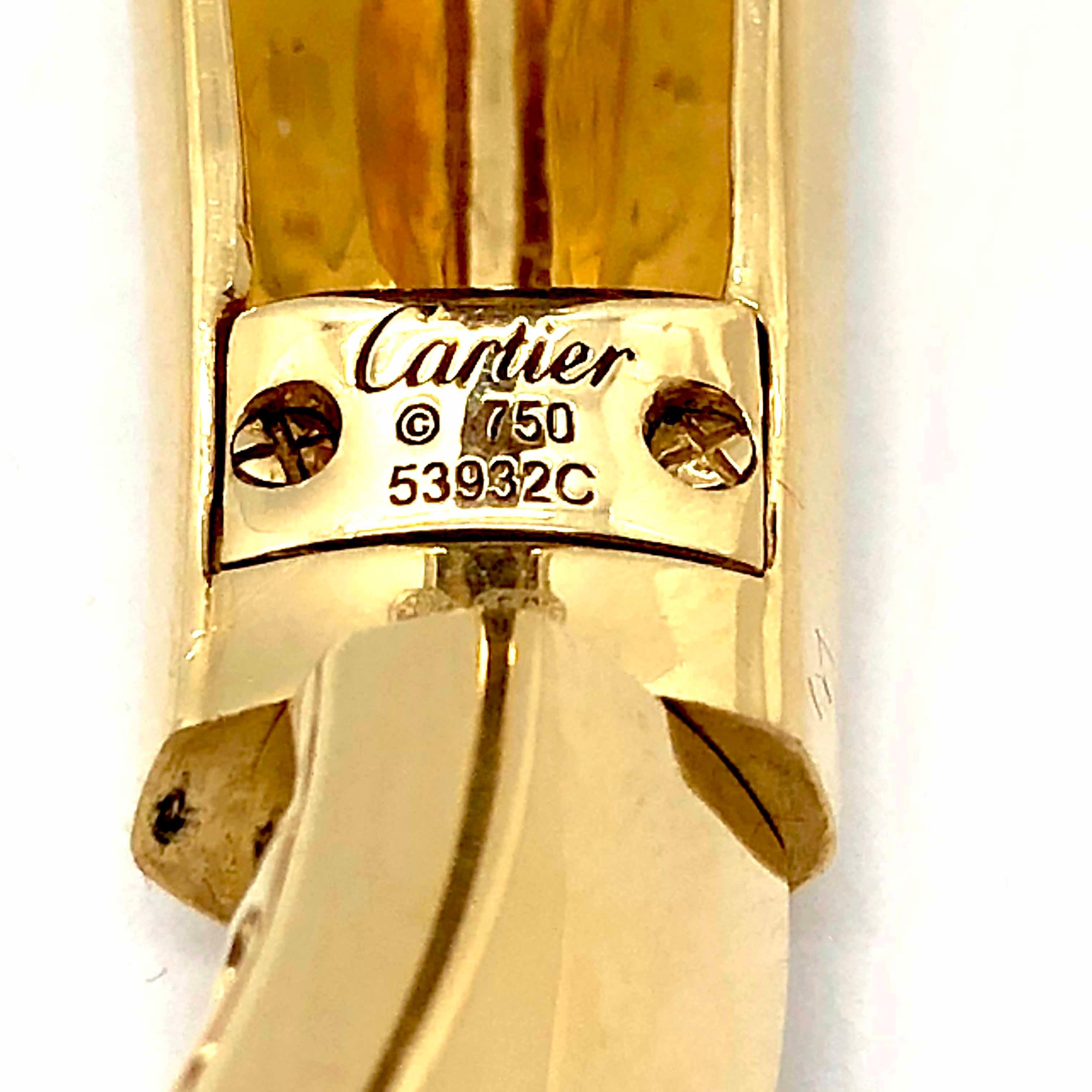 Round Cut Cartier Diamond Emerald and Onyx Panthere 18 Karat Yellow Gold Bangle Bracelet