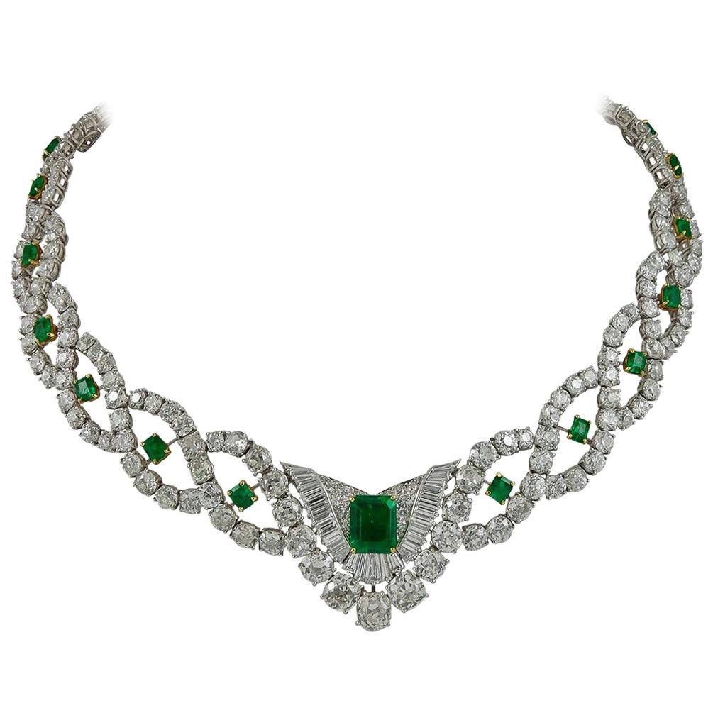 cartier diamond emerald necklace