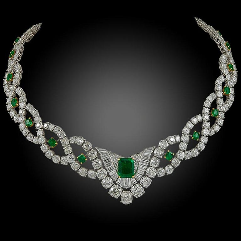 Cartier Diamond Emerald Demi Bib Necklace For Sale at 1stDibs | cartier ...