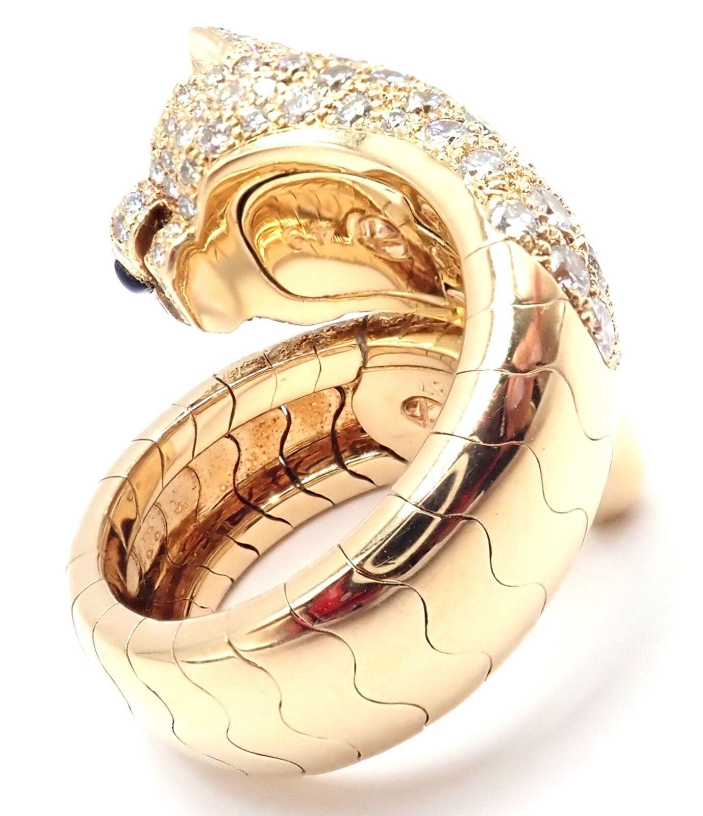 Cartier Panther-Ring, Diamant, Smaragd, Onyx, Gelbgold (Brillantschliff) im Angebot