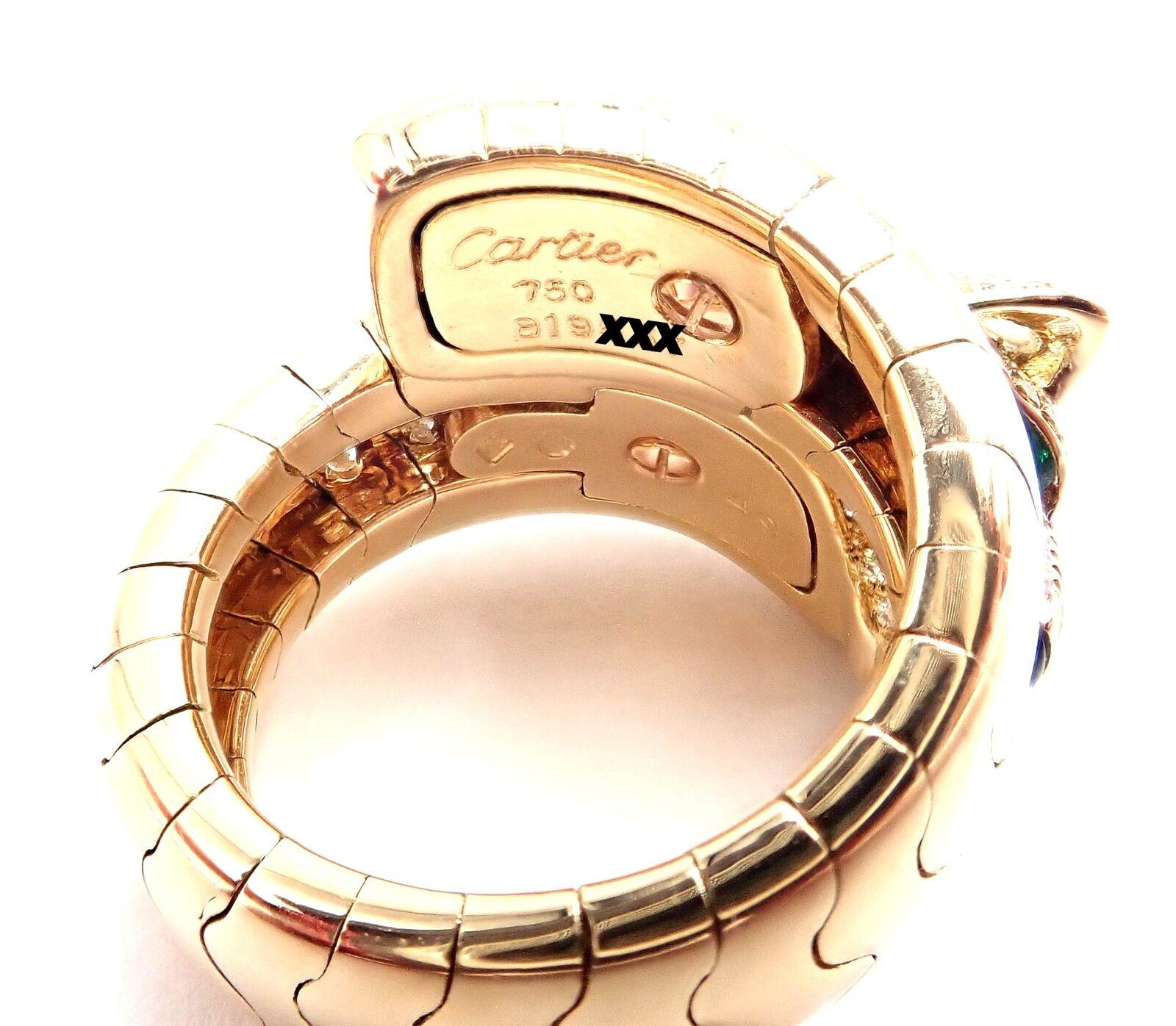 Cartier, bague panthère en or jaune, diamants, émeraudes et onyx Excellent état - En vente à Holland, PA