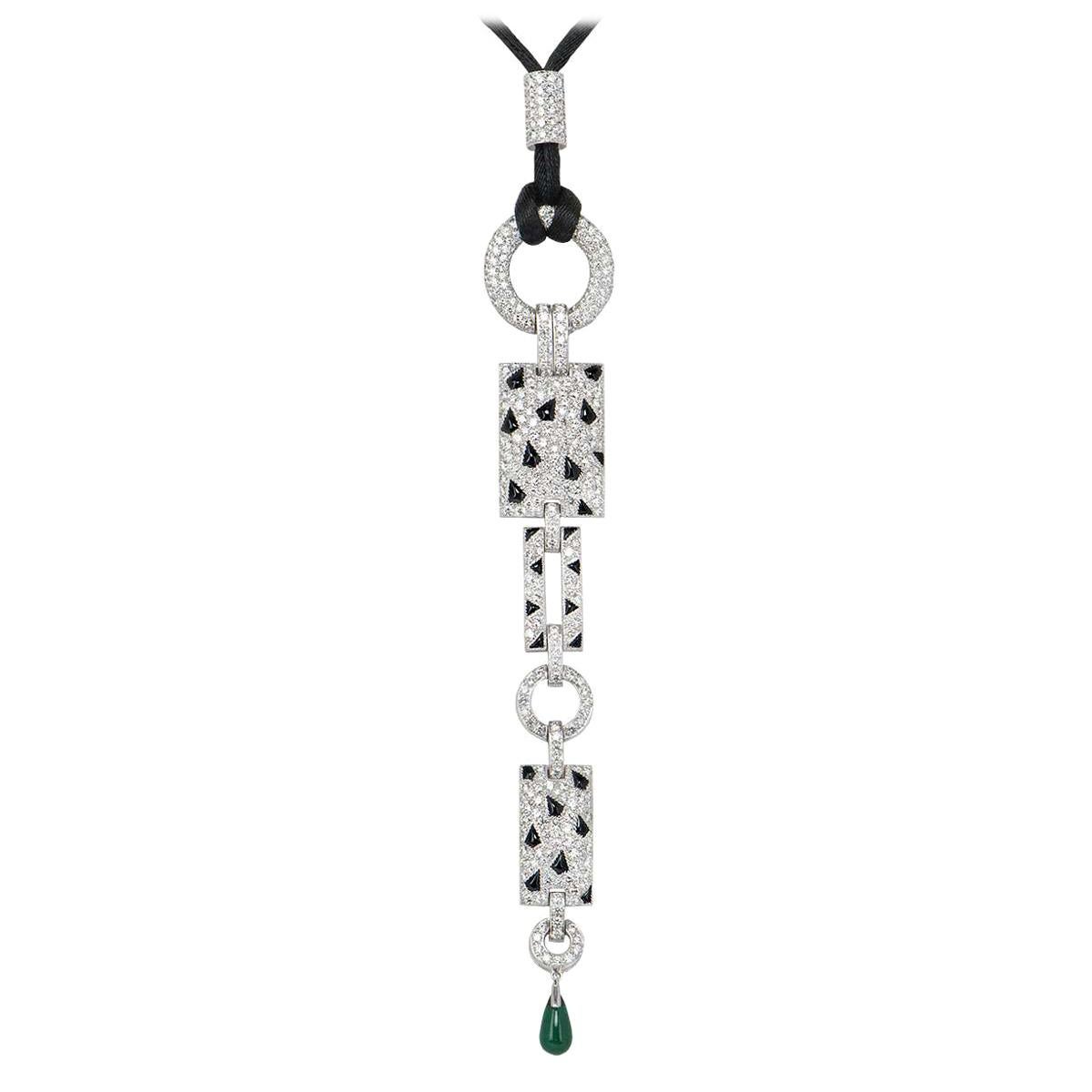 Cartier Diamond Emerald Panthere Necklace