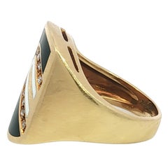 Cartier Diamond Enamel Ring 18K Yellow Gold Size 5.25 Cartier Italy