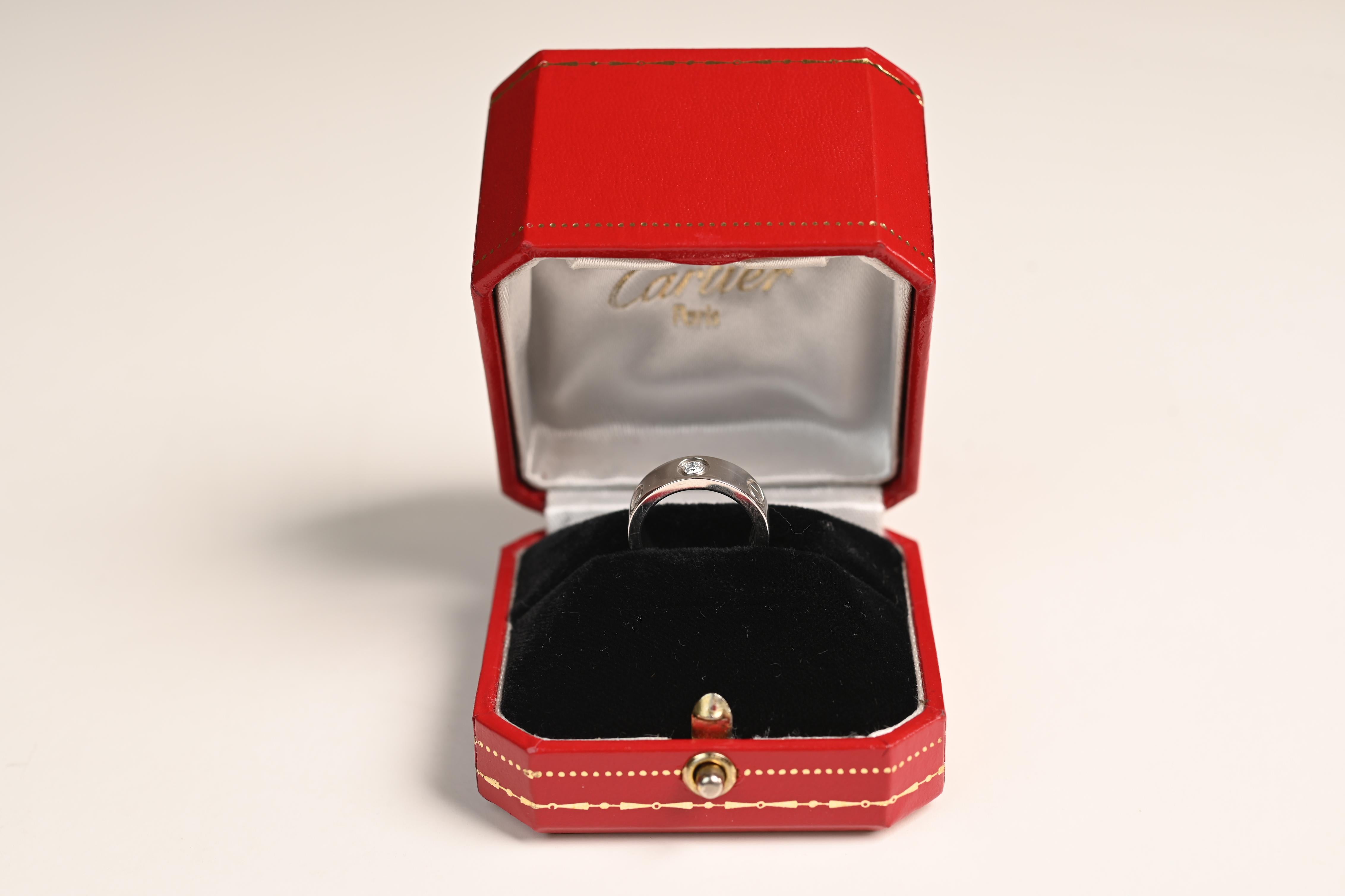 Cartier Diamond Engagement Ring (Approx. 0.08-Carats), F Color, Platinum In Excellent Condition For Sale In New York, NY