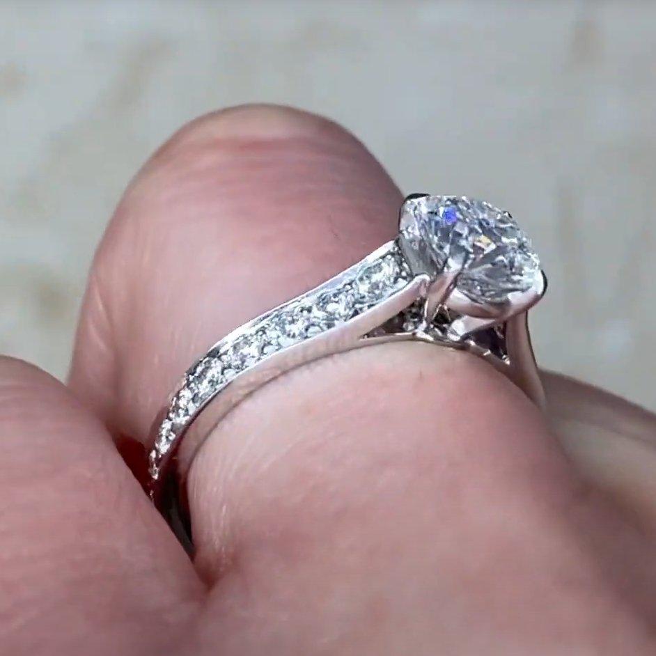 Anello di fidanzamento con diamante di Cartier (GIA circa 1,10 carati), colore F, purezza VS1 In condizioni ottime in vendita a New York, NY