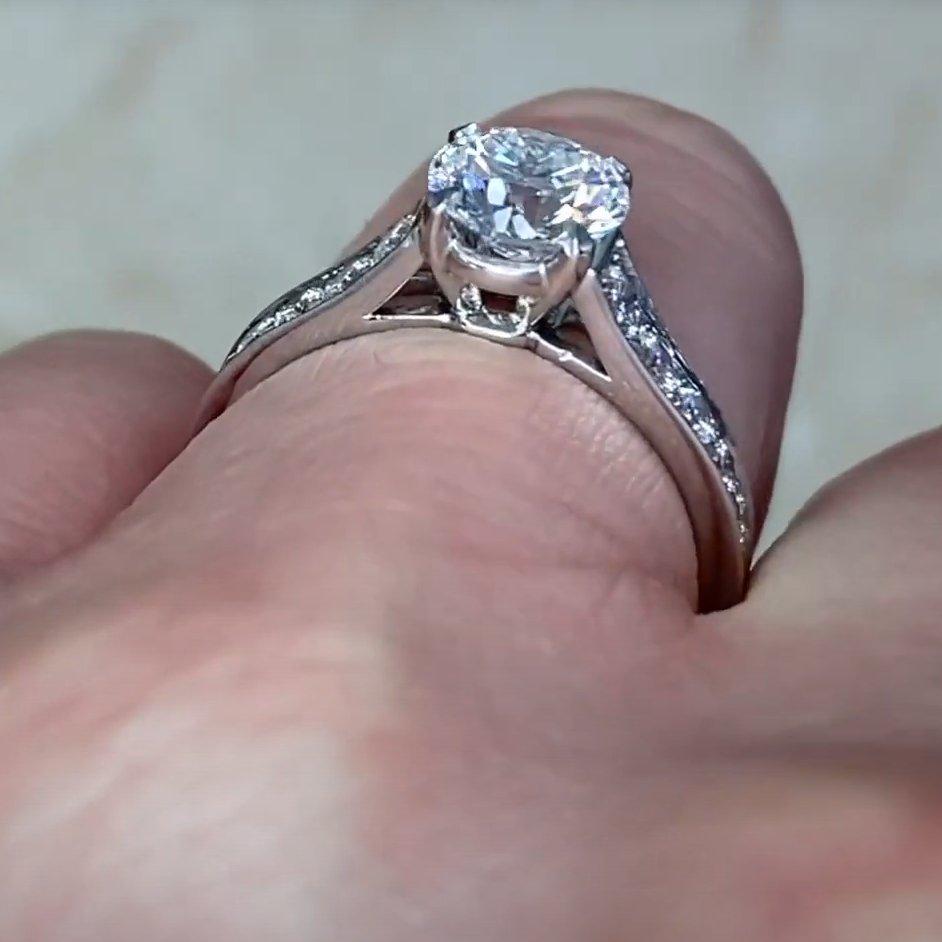 Donna Anello di fidanzamento con diamante di Cartier (GIA circa 1,10 carati), colore F, purezza VS1 in vendita