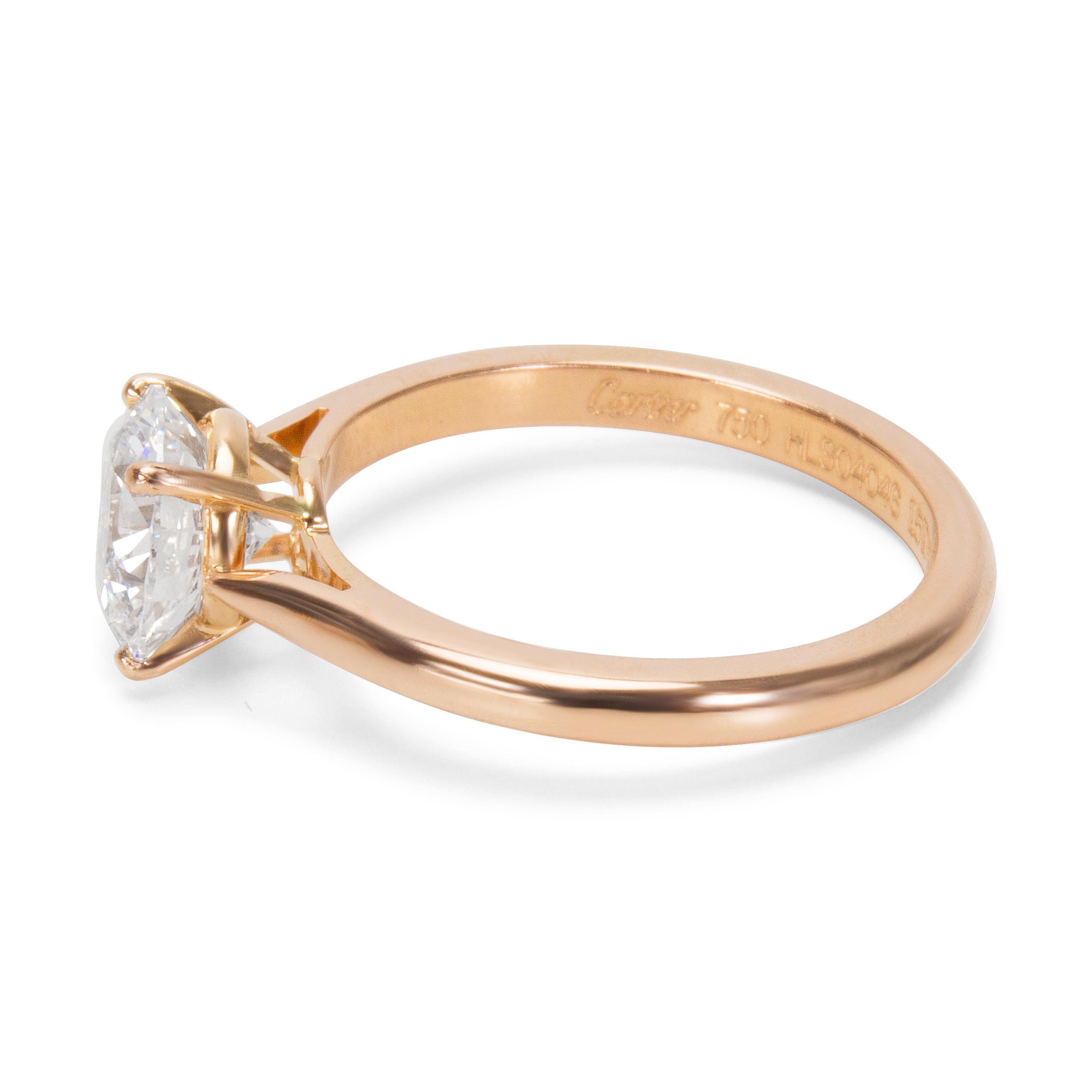 Round Cut Cartier Diamond Engagement Ring in Rose Gold GIA Certified D VVS2 1.51 Carat
