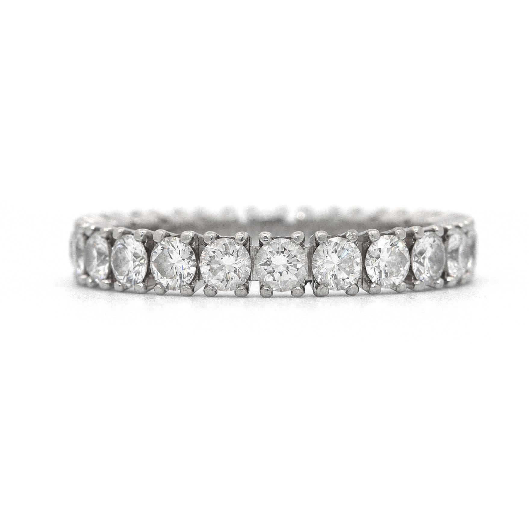 Cartier Diamond Eternity Platinum Band Ring In Excellent Condition In Los Angeles, CA