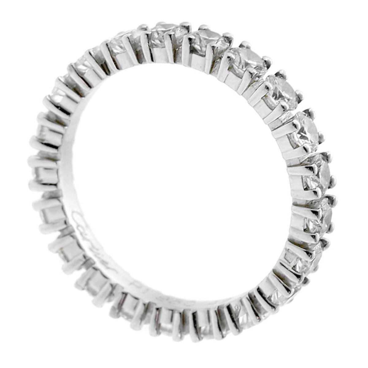 This breathtaking eternity ring from Cartier boasts 1.45 carats of brilliantly cut round diamonds set in platinum; pure Cartier elegance and styling. A curated and eternal band of diamonds, this ring exudes elegance and refined simplicity. Paired