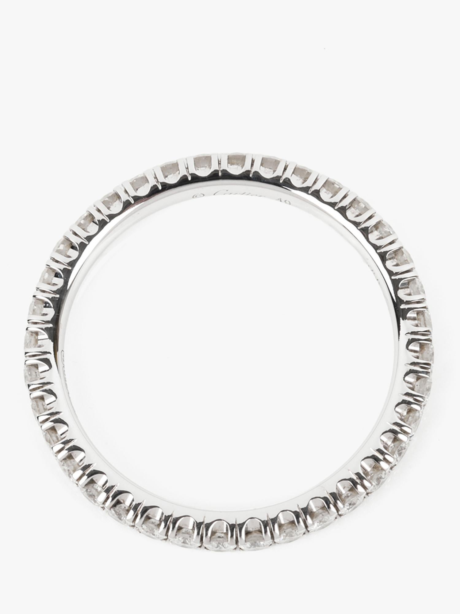 Cartier Diamond Etincelle, anello nuziale da 2 mm in oro bianco 18 ct. In condizioni buone in vendita a Bishop's Stortford, Hertfordshire