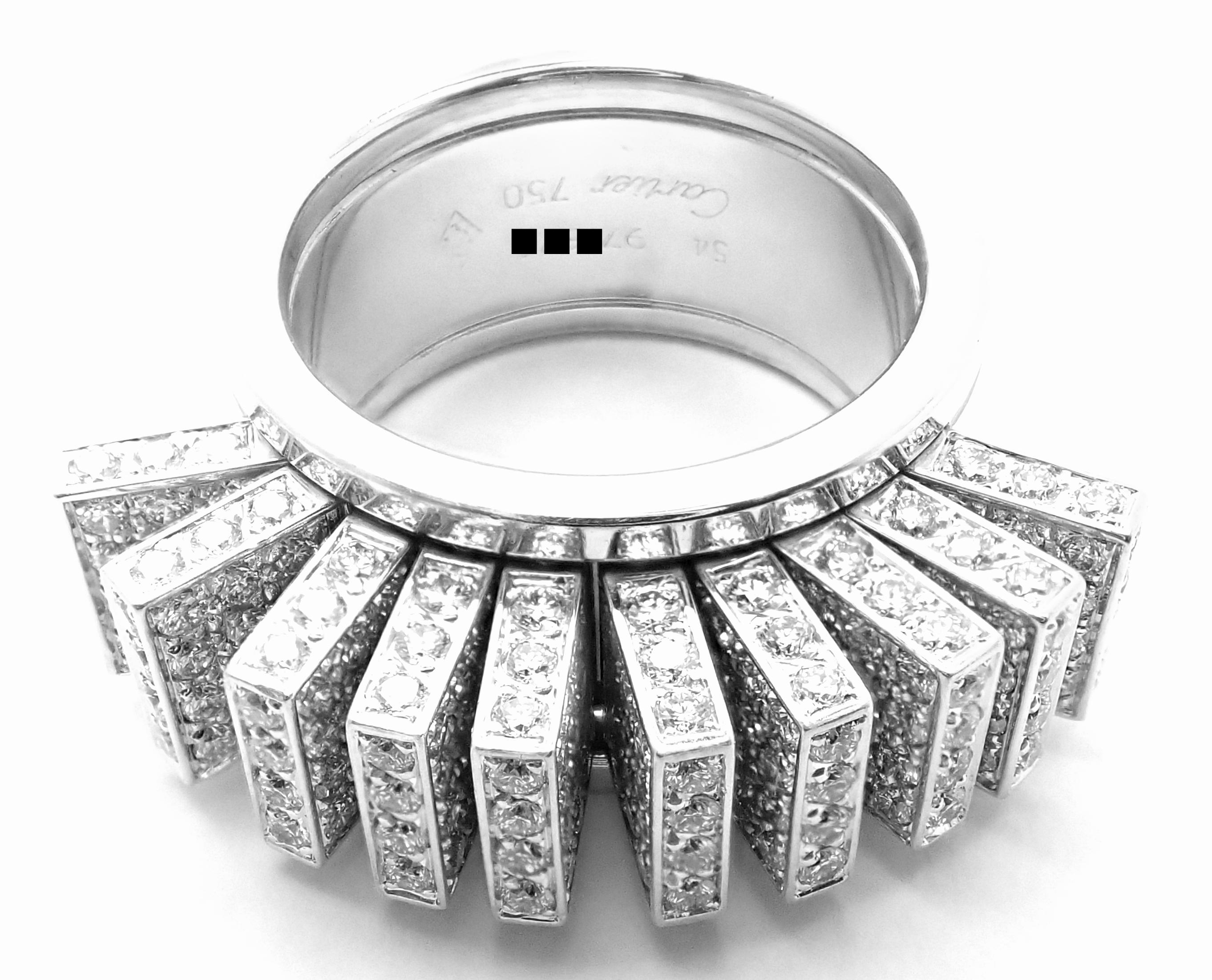 Cartier Diamond Fan White Gold Ring For Sale 5