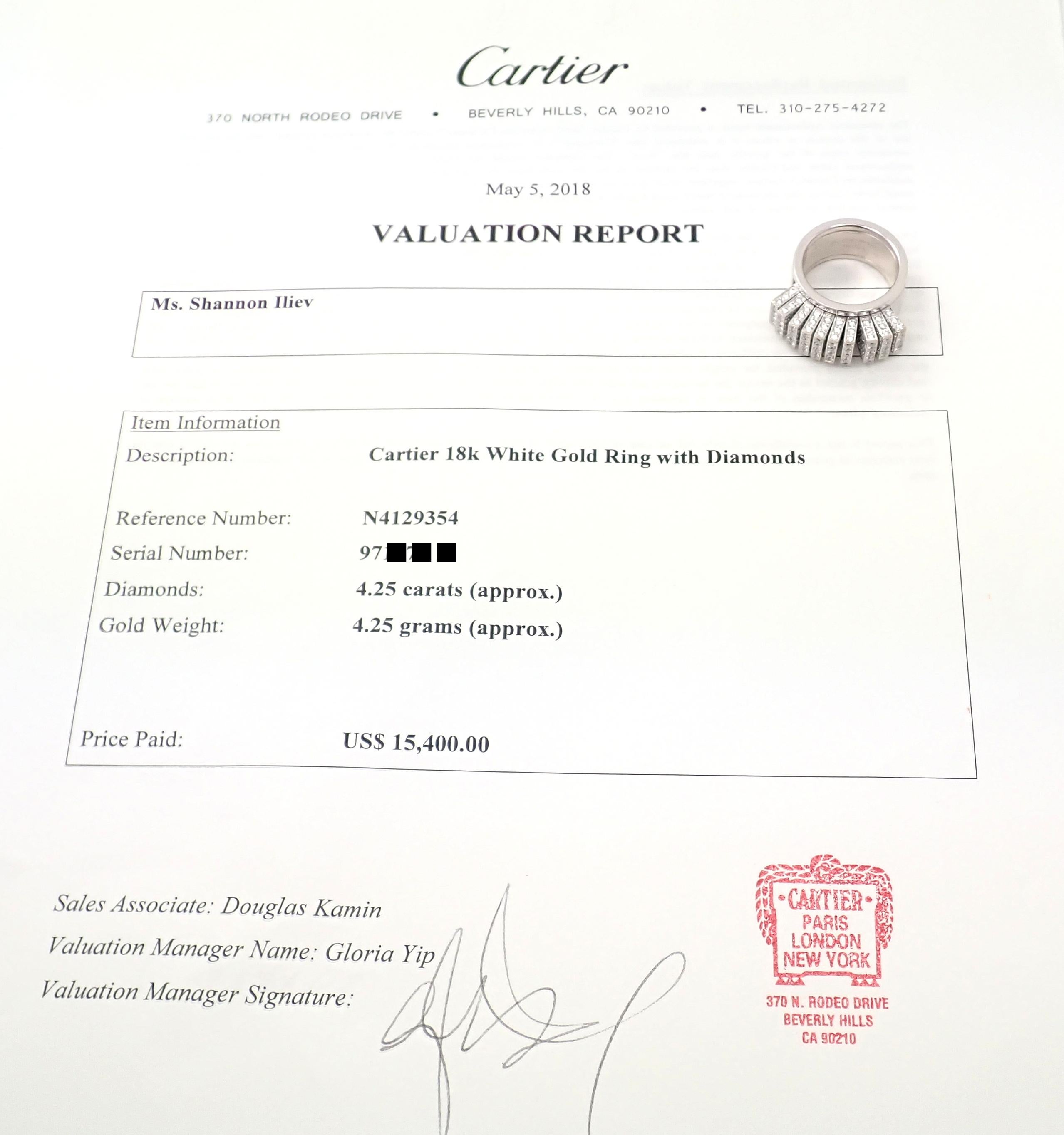 Taille brillant Bague en or blanc avec éventail de diamants de Cartier en vente