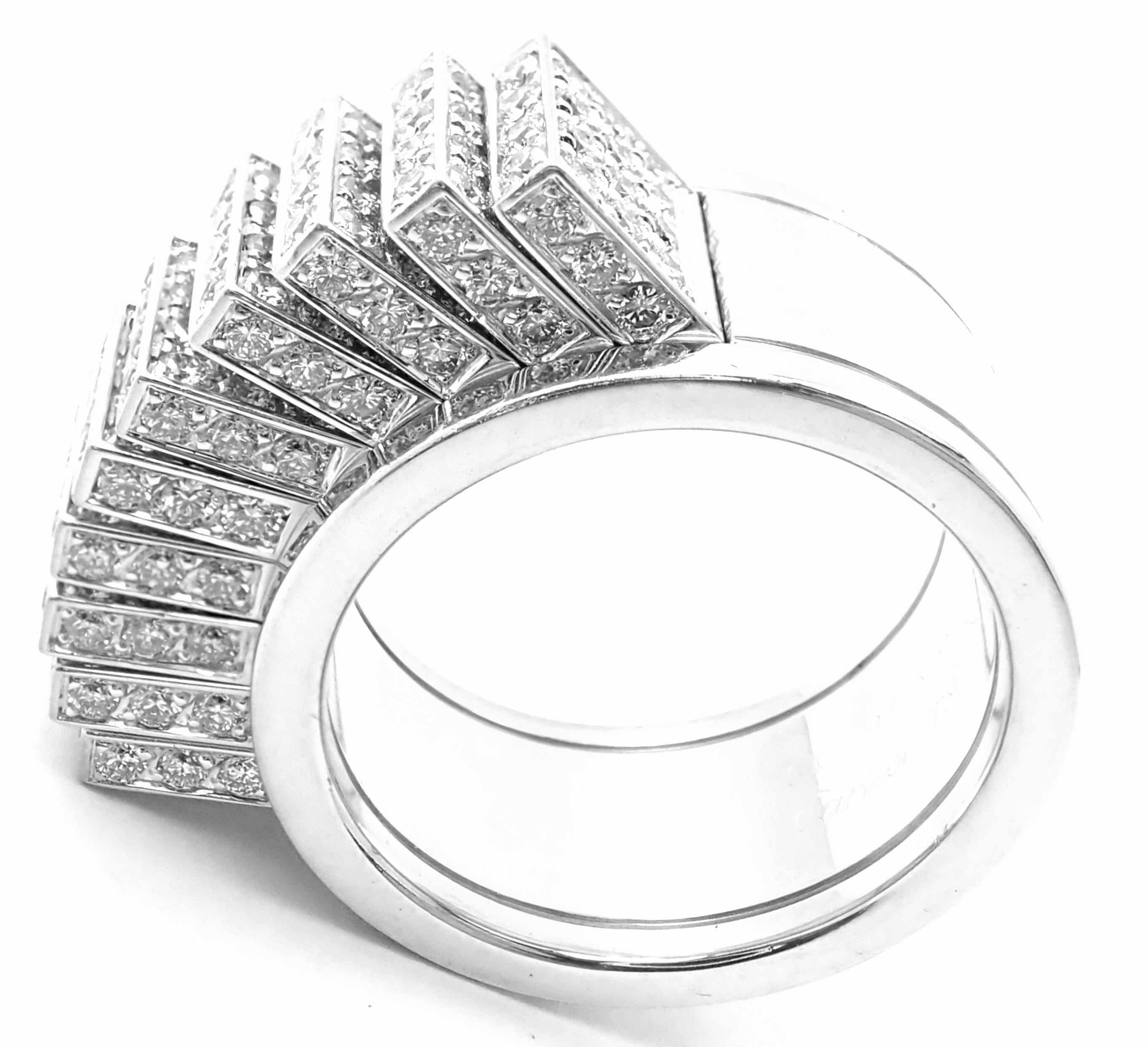 Brilliant Cut Cartier Diamond Fan White Gold Ring For Sale