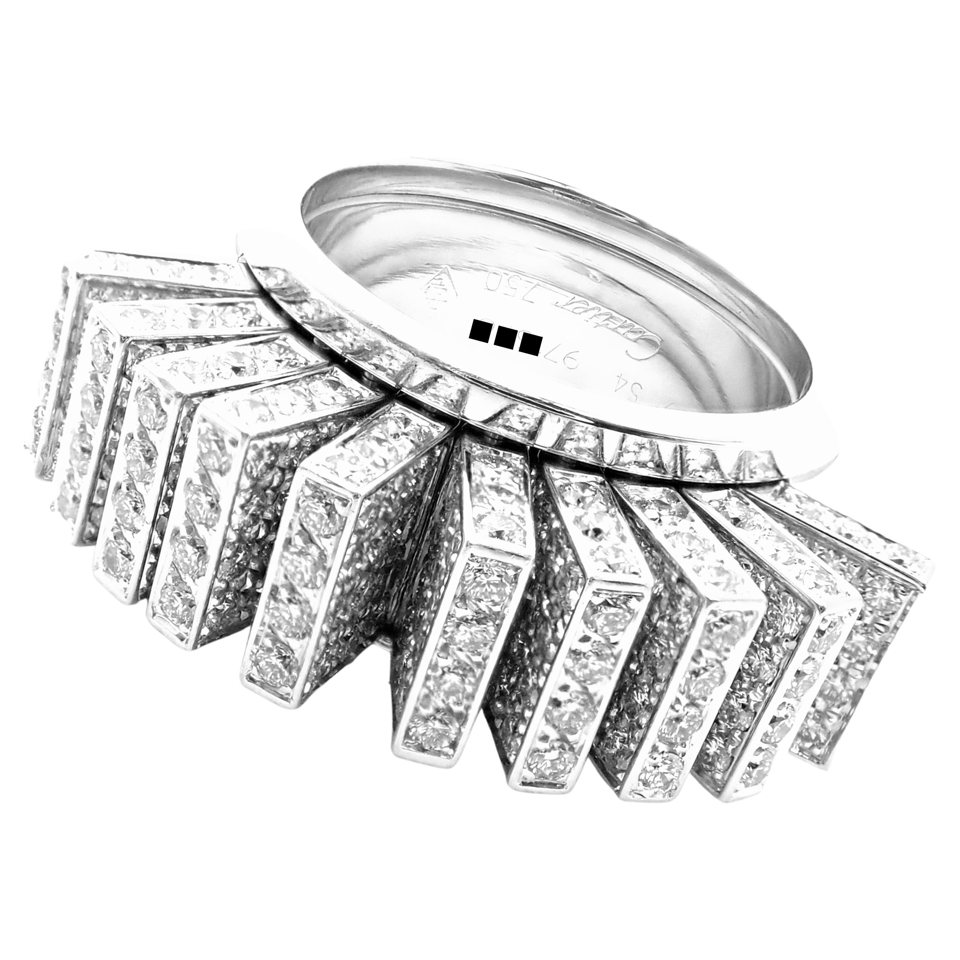 Cartier Diamond Fan White Gold Ring For Sale