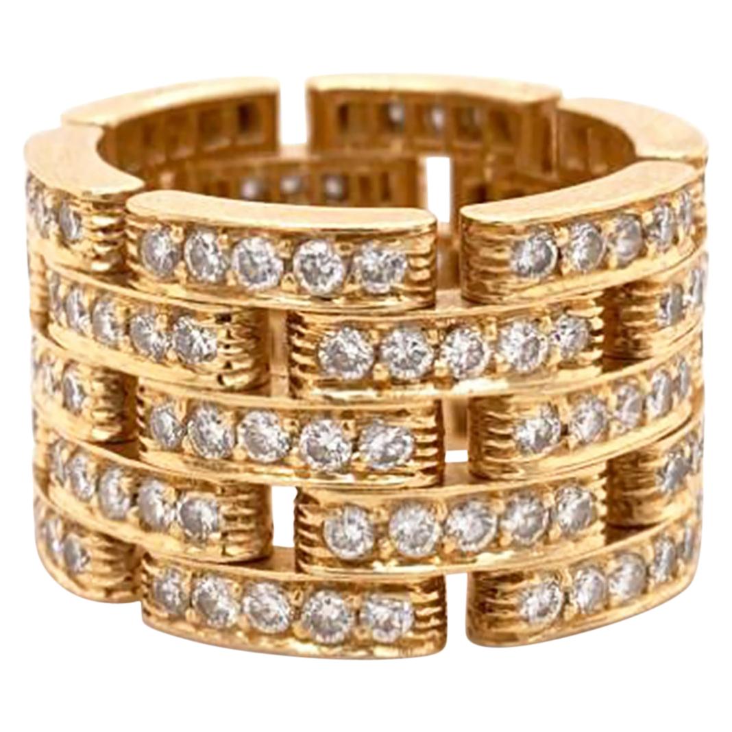 Cartier Diamond Five-Row Band Ring in 18 Karat Yellow Gold
