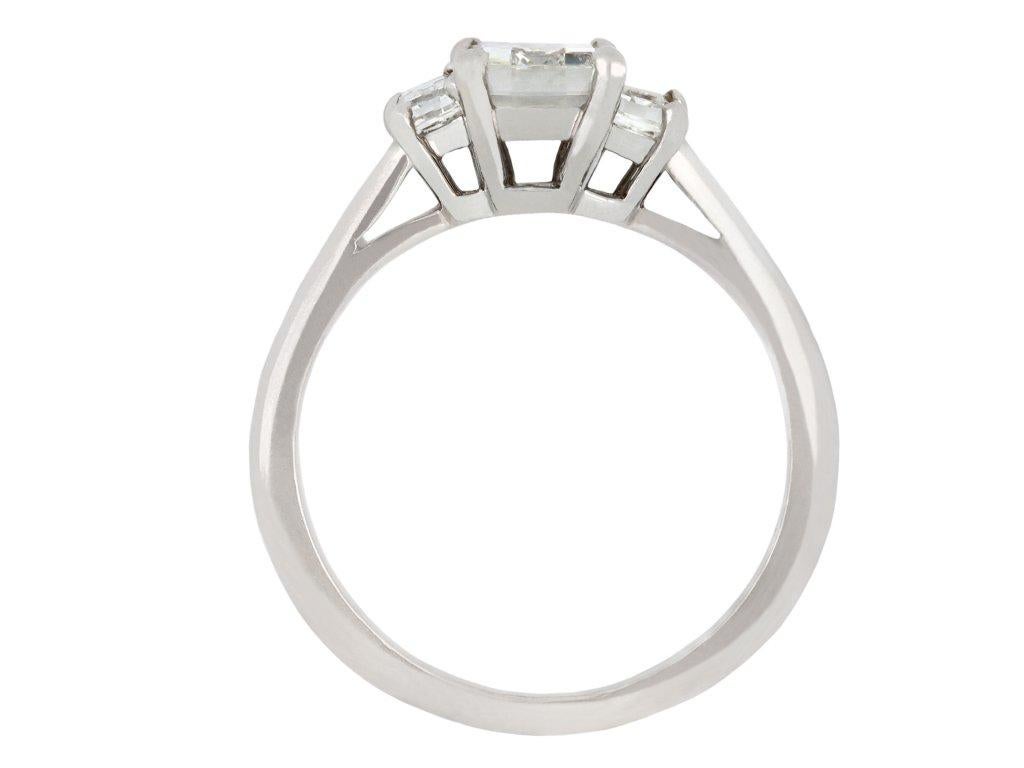 Baguette Cut Cartier Diamond Flank Solitaire Ring, circa 1960