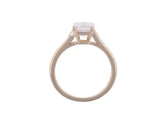 Cartier diamond flanked solitaire ring, French.