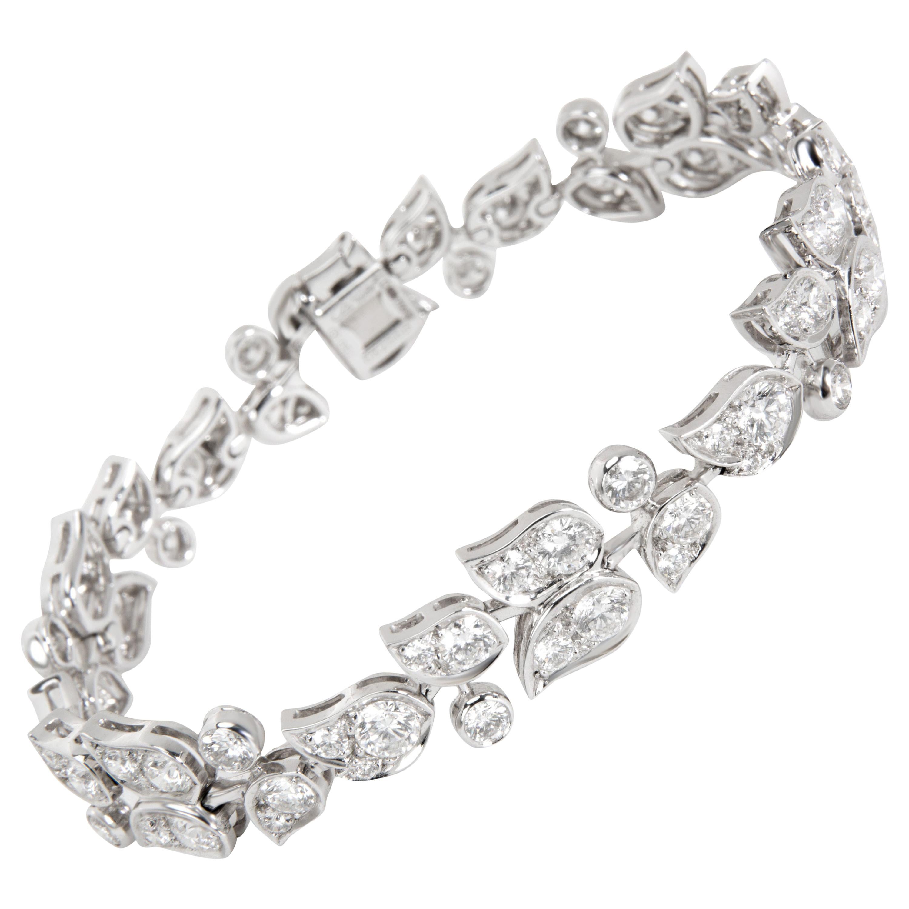 Cartier Diamond Floral Bracelet in 18 Karat White Gold '7.50 Carat'