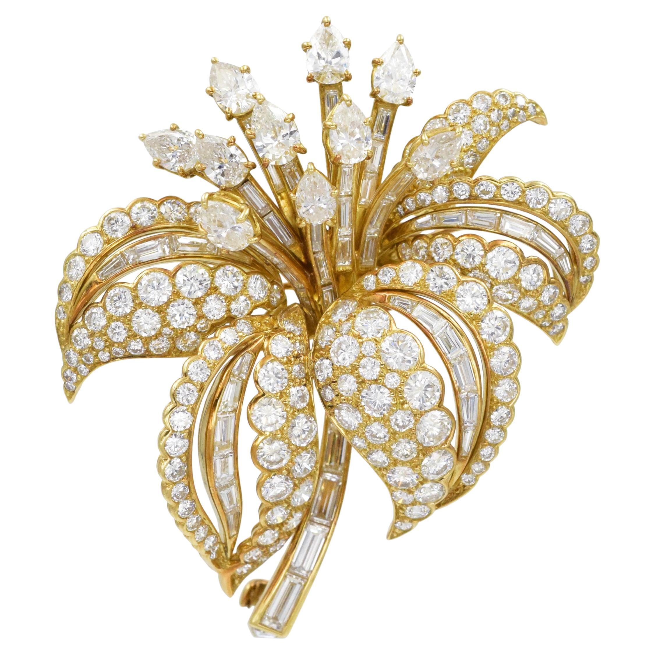 Cartier Diamond Flower Brooch For Sale