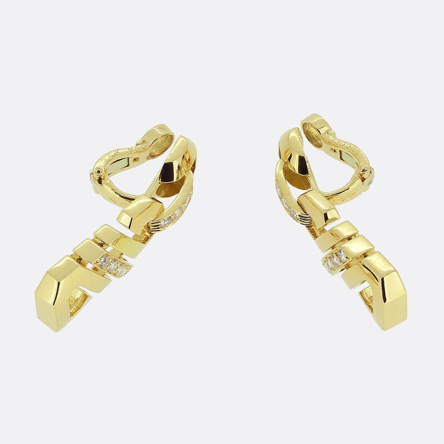 Brilliant Cut Cartier Diamond Foxtrot Earrings For Sale