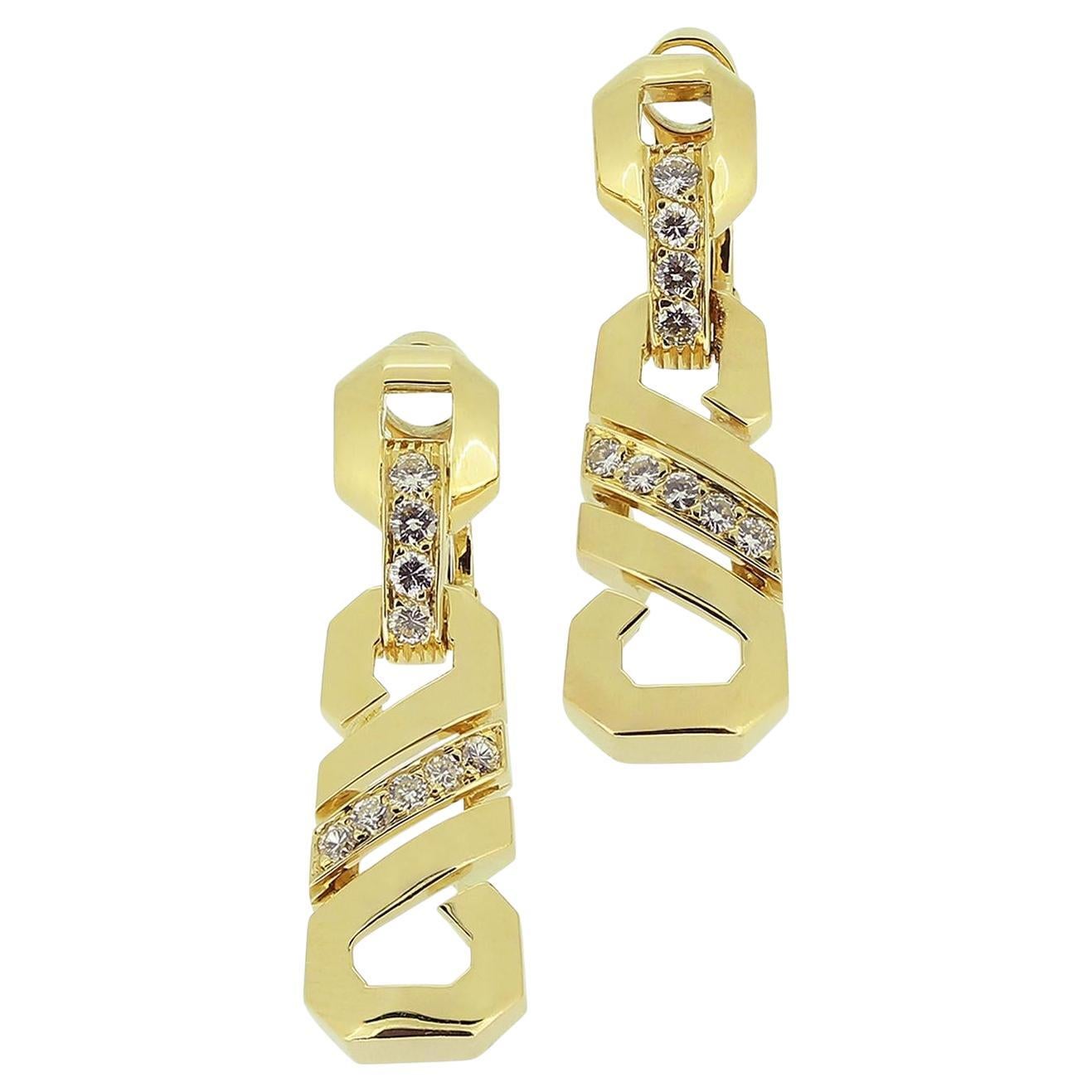 Cartier Diamond Foxtrot Earrings For Sale