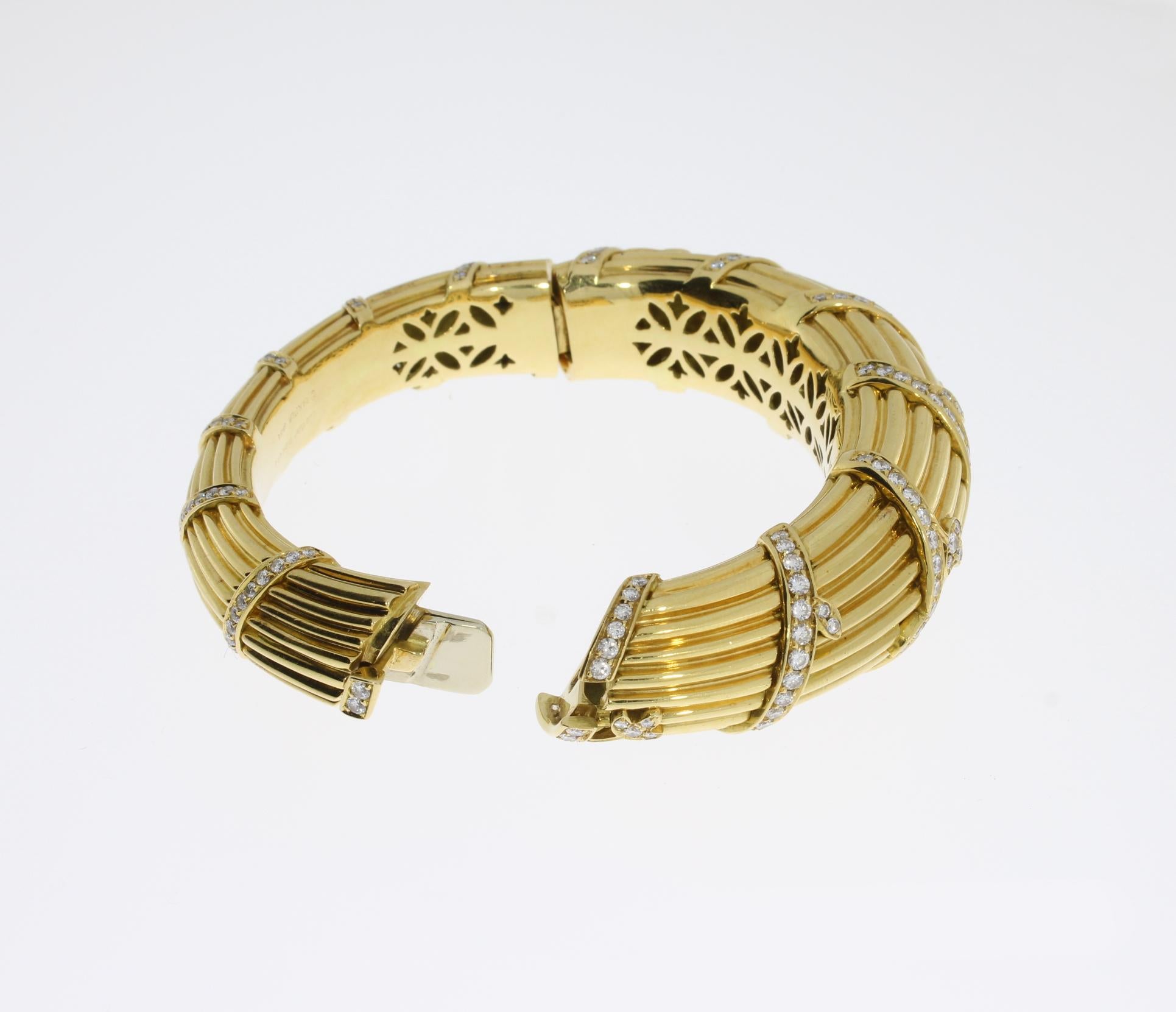 Women's Cartier Diamond Gold Bangle Bracelet For Sale