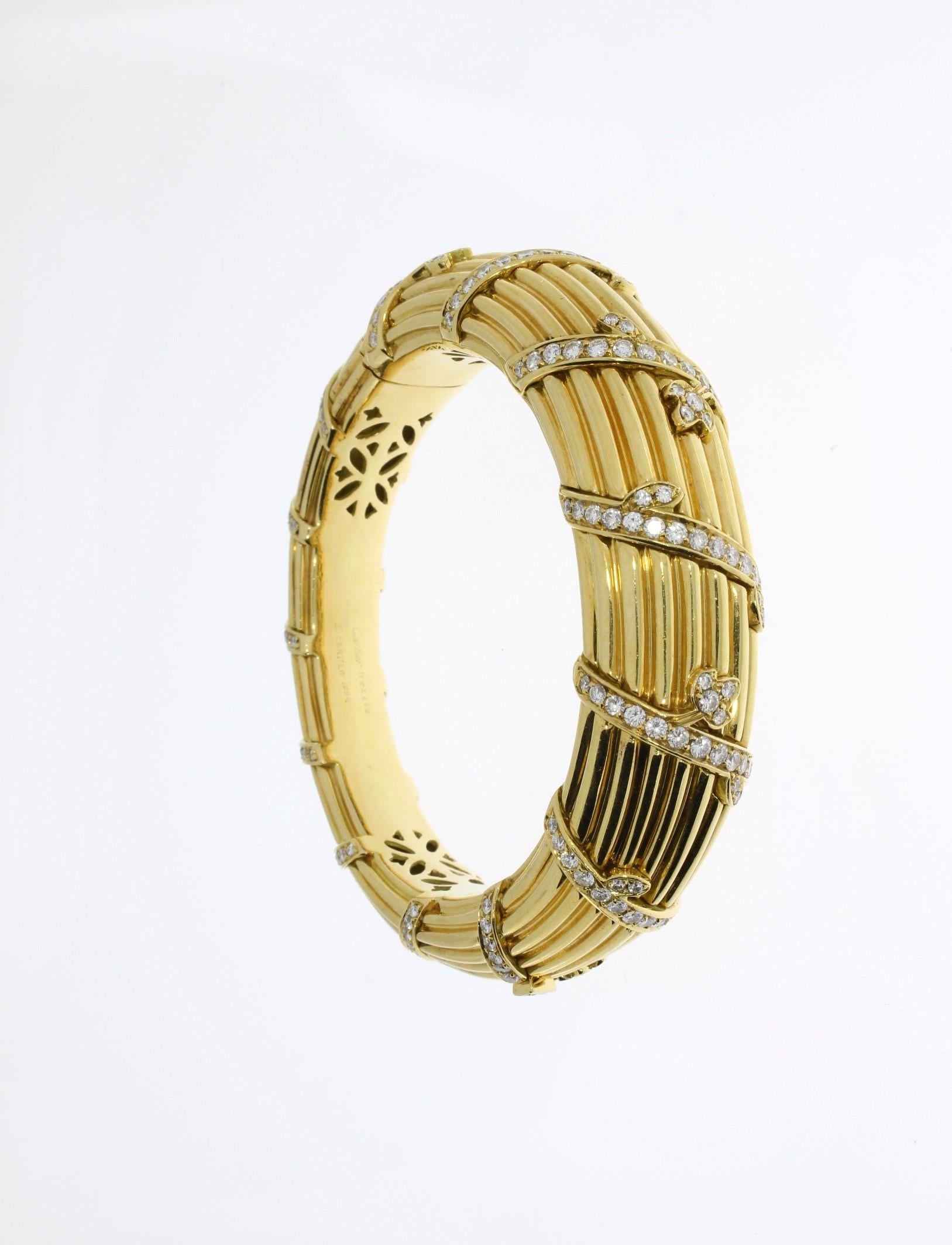 Cartier Diamond Gold Bangle Bracelet For Sale 2