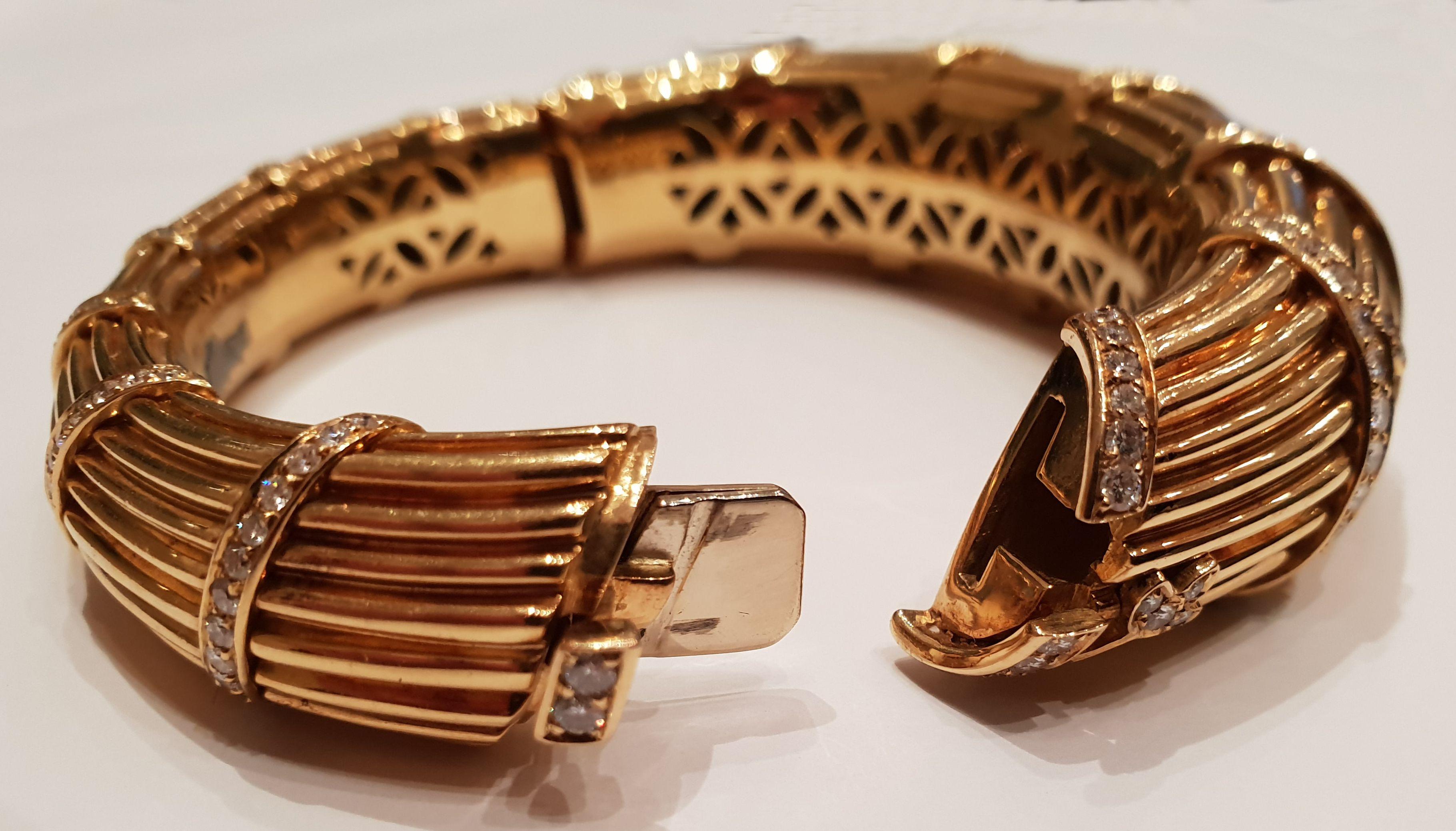 Cartier Diamond Gold Bangle Bracelet For Sale 3