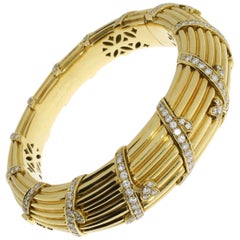 Retro Cartier Diamond Gold Bangle Bracelet