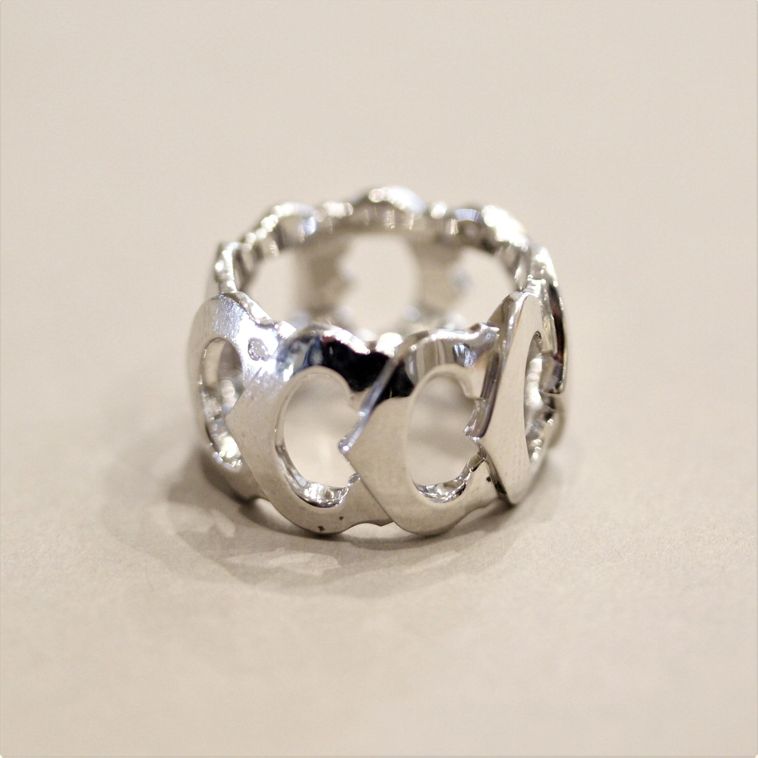 Round Cut Cartier Diamond Gold C-de-Cartier Band Ring
