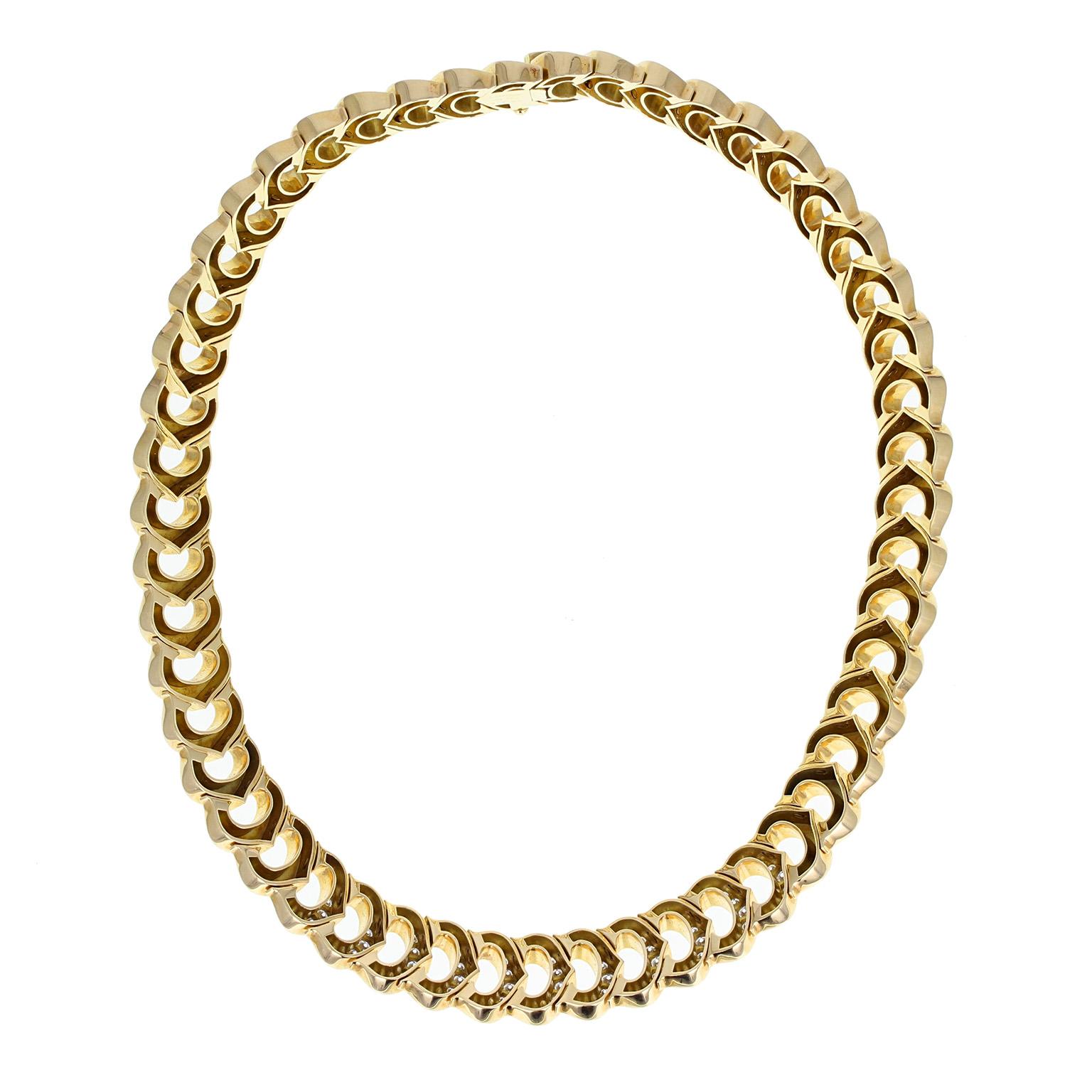 Modern Cartier Diamond Gold 'C de Cartier' Choker Necklace For Sale