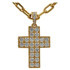 Vintage Cartier Diamond Yellow Gold Cross Pendant