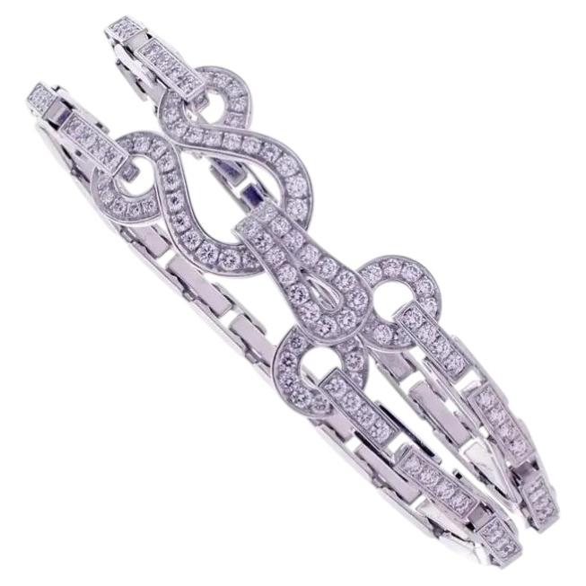 Bracciale Cartier con diamanti in oro a doppia fila con chiusura ad agrafe in vendita
