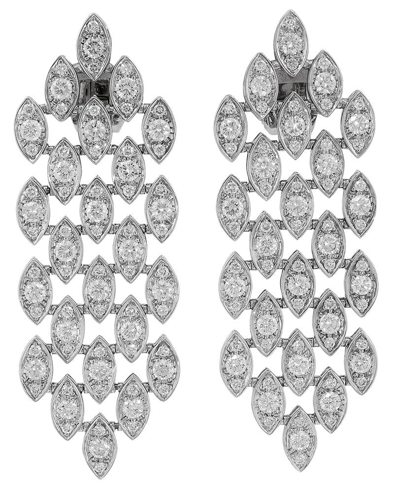 Round Cut Cartier Diamond Gold Earrings For Sale