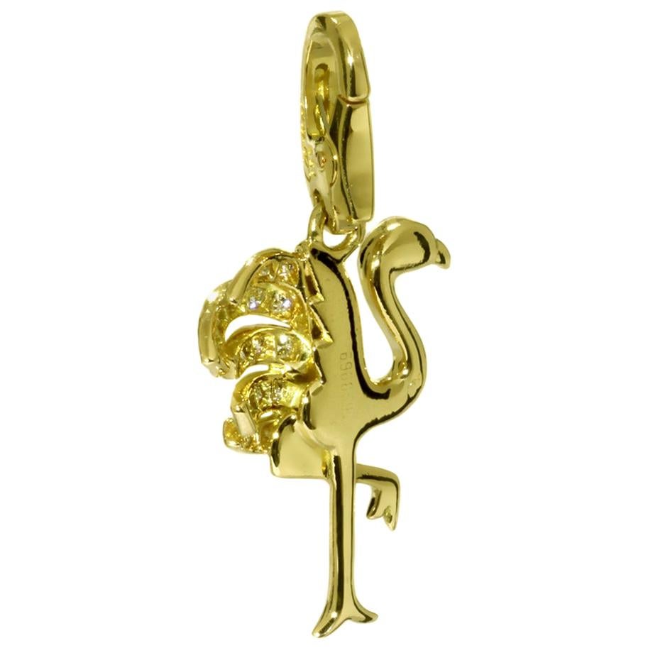 Cartier Diamond Gold Flamingo Pendant Charm