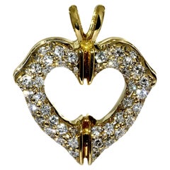 Retro Cartier Diamond Gold Heart Necklace Pendant