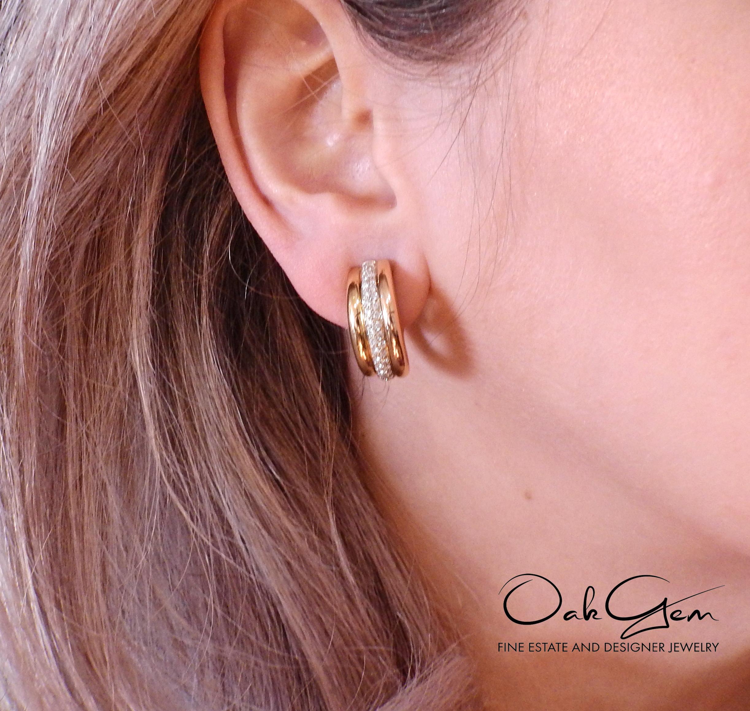 Women's Cartier Diamond Gold Hoop Earrings For Sale