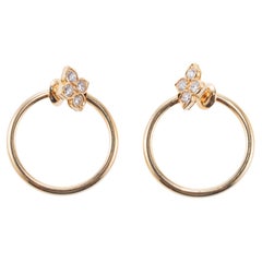 Vintage Cartier Diamond Gold Hoop Earrings