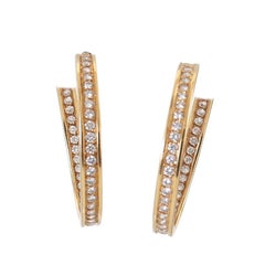 Cartier Diamond Gold Inside Out Hoop Earrings