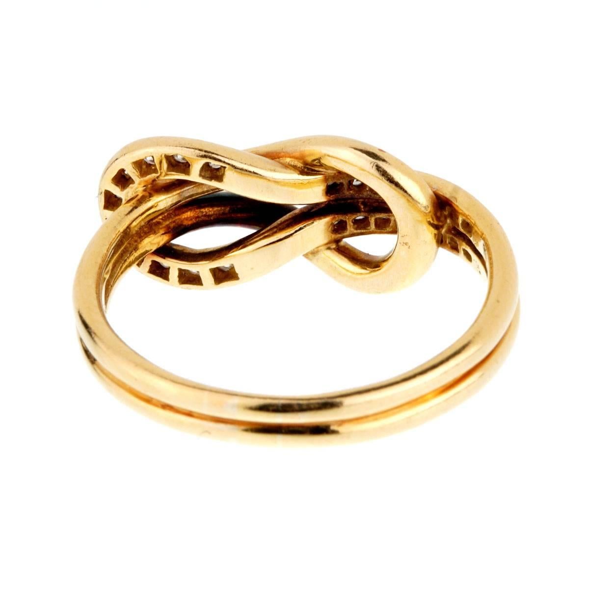 Cartier Diamond Gold Love Knot Ring at 