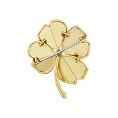 Cartier Diamond Gold Mid-Century Four Leaf Clover Brooch