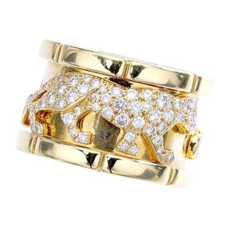 Cartier Diamond Gold Panther Band Ring