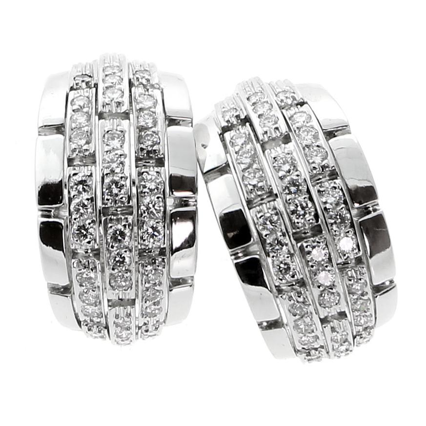 Cartier Panthere Diamond White Gold Earrings In Excellent Condition For Sale In Feasterville, PA