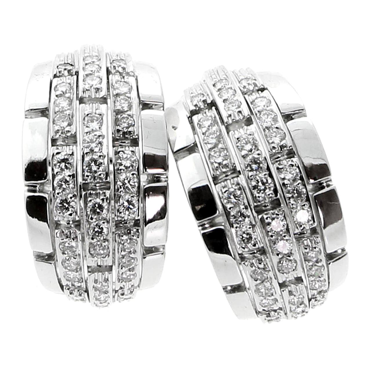 Cartier Panthere Diamond White Gold Earrings For Sale