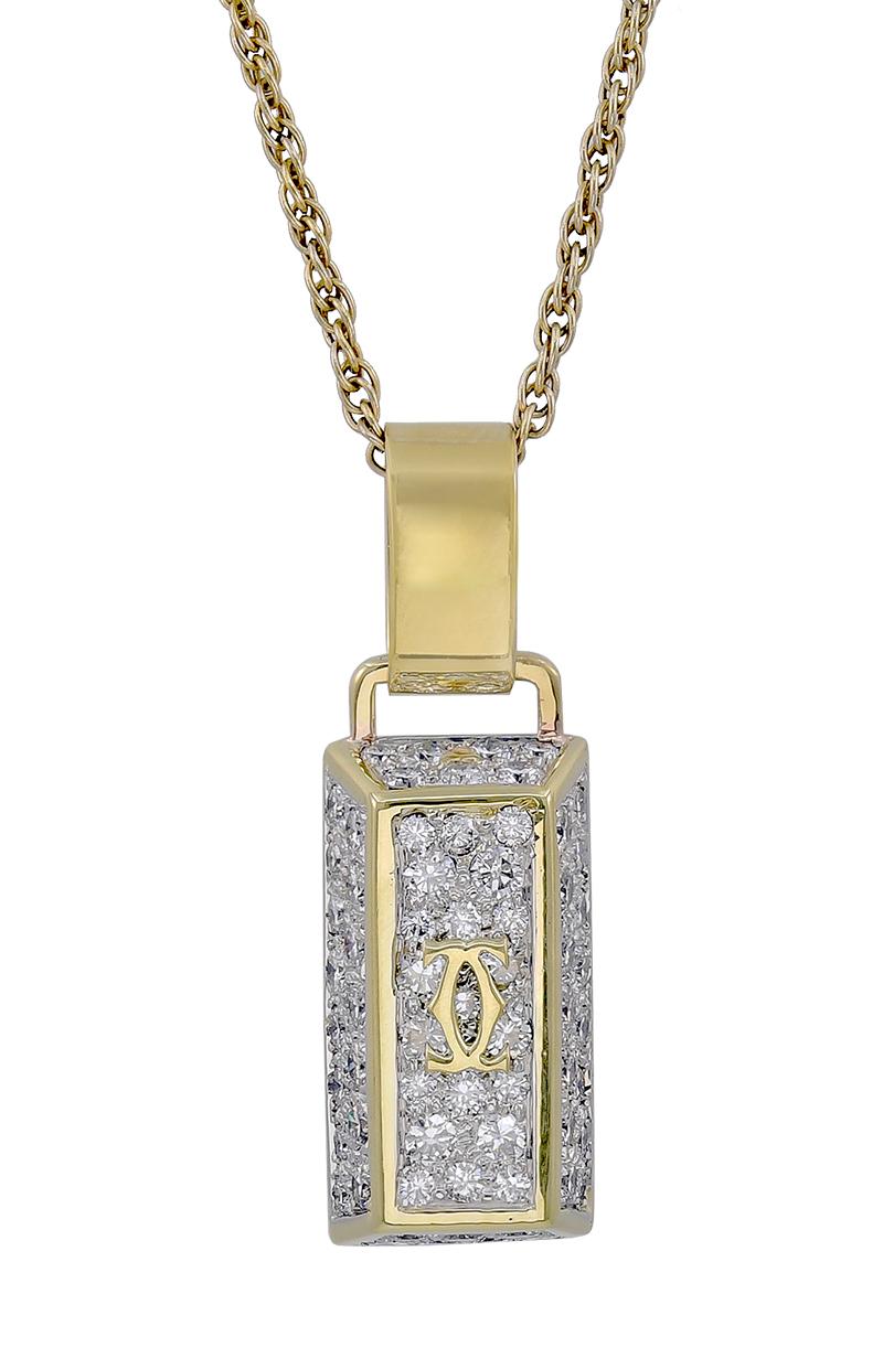 Cartier Diamond Gold Platinum Pendant/Charm In Excellent Condition For Sale In New York, NY